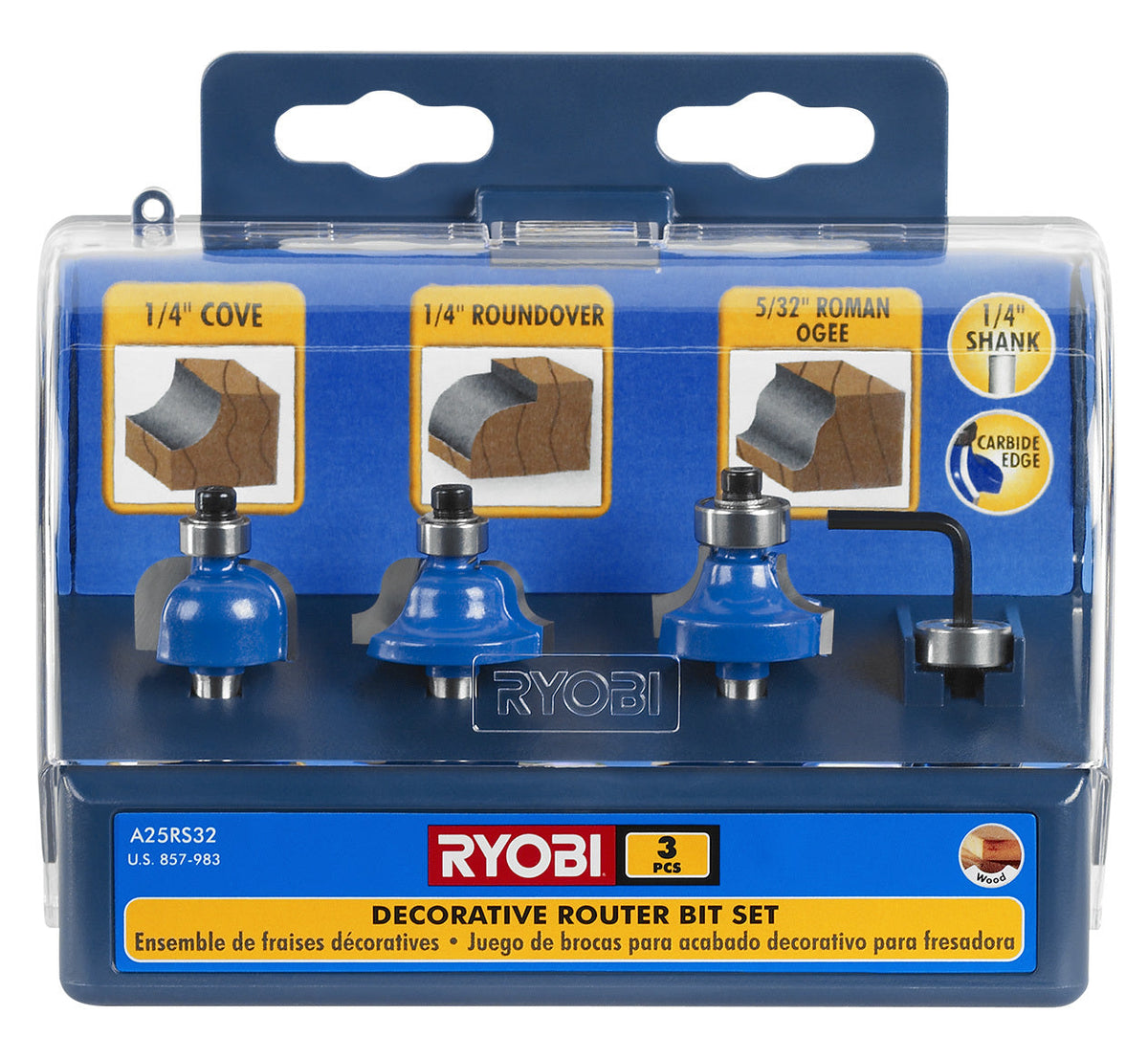 3 PC. Decorative Router Bit Set Image 3
