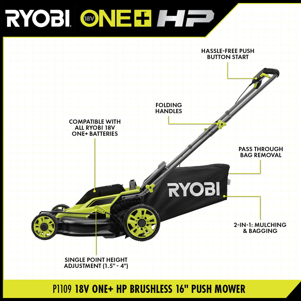 18V ONE+ HP BRUSHLESS 16" PUSH MOWER Image 2