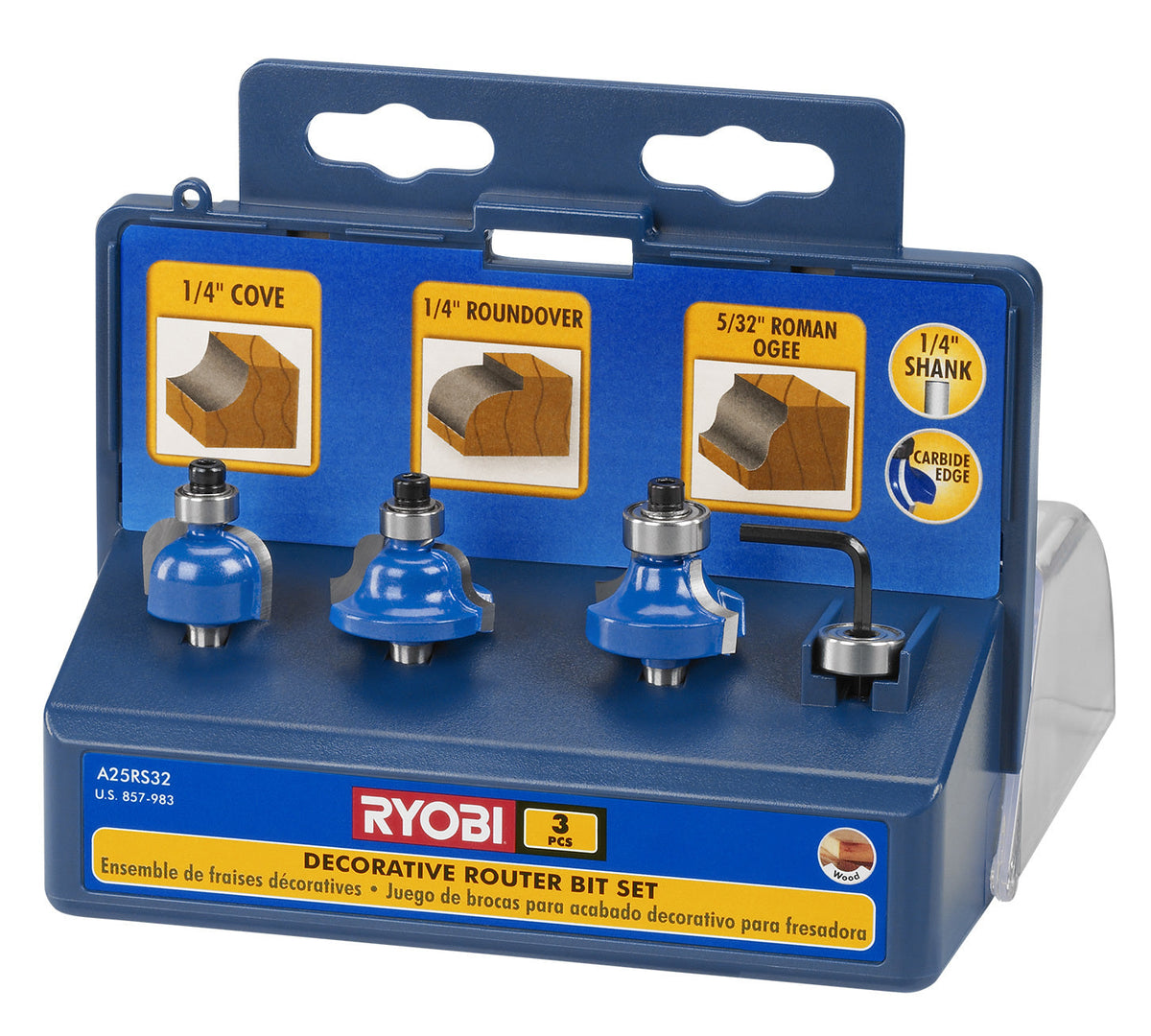 3 PC. Decorative Router Bit Set Image 4