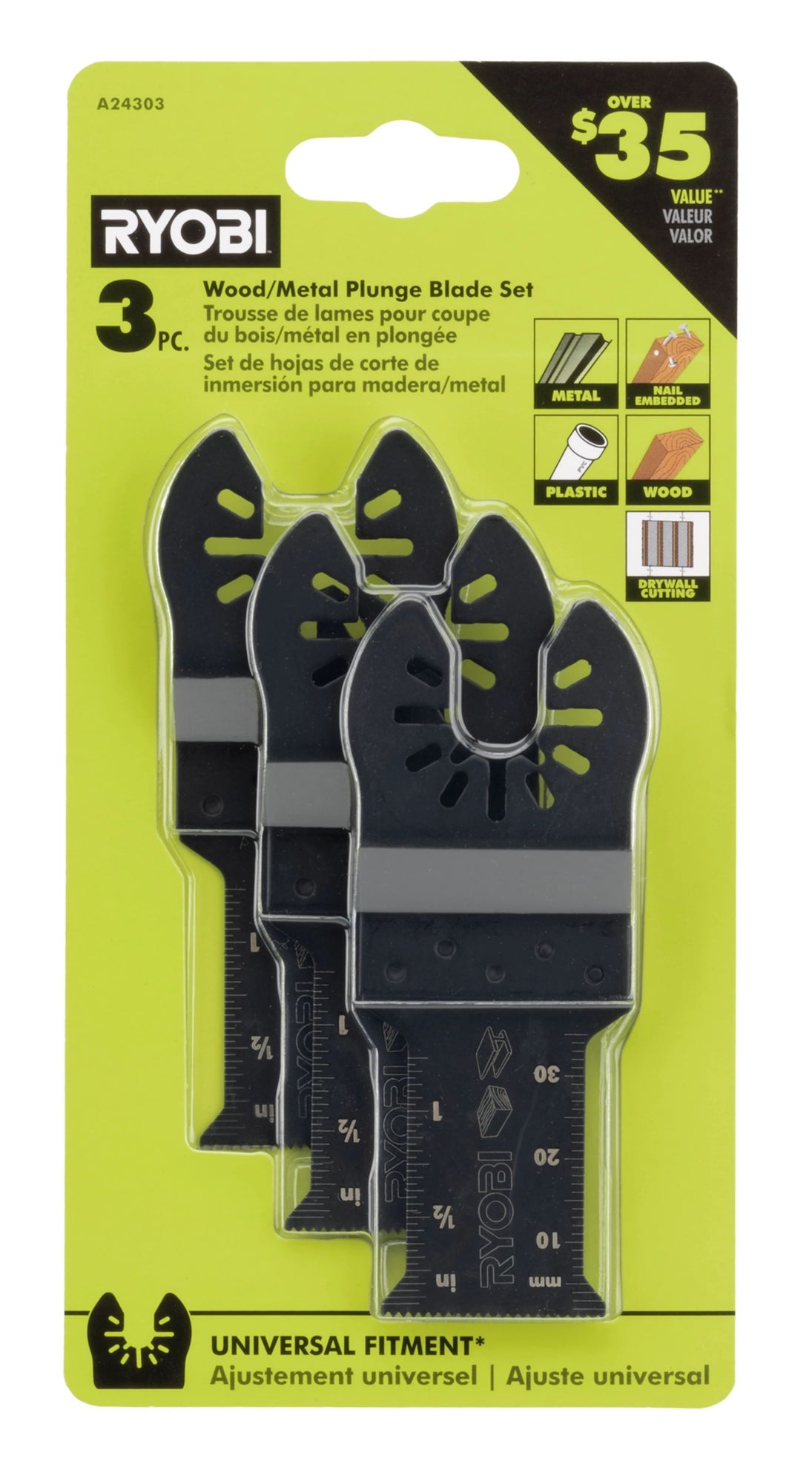 3 PC. Wood/Metal Plunge Blade Set Image 3