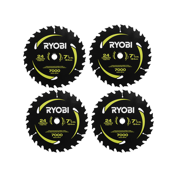 4 PC. 7-1/4" x 24T CARBIDE TEETH THIN KERF CIRCULAR SAW BLADE SET Image 1