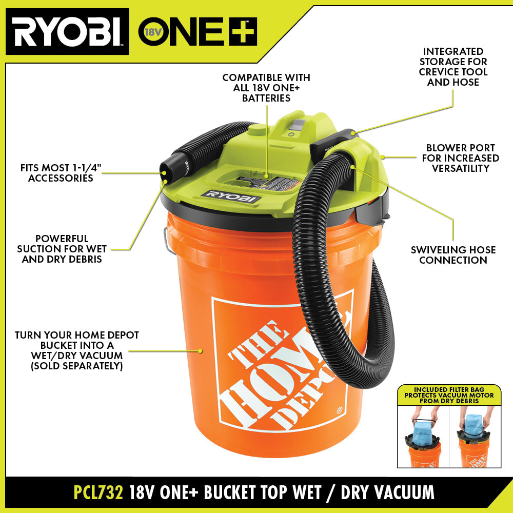 18V ONE+ BUCKET TOP WET/DRY VACUUM Image 3