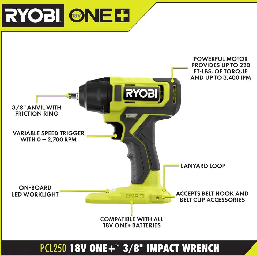18V ONE+ 3/8" Impact Wrench Kit Image 3
