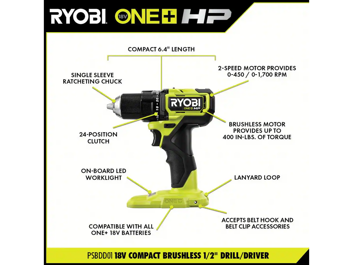 18V Compact Brushless 4-Tool Combo Kit Image 8