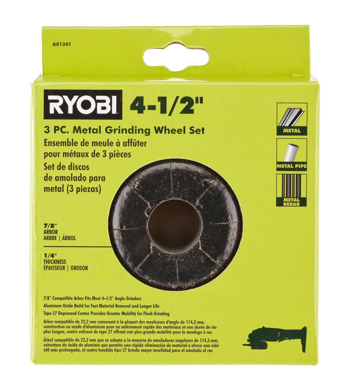 3 PC. 4-1/2" Metal Grinding Wheel Set Image 3